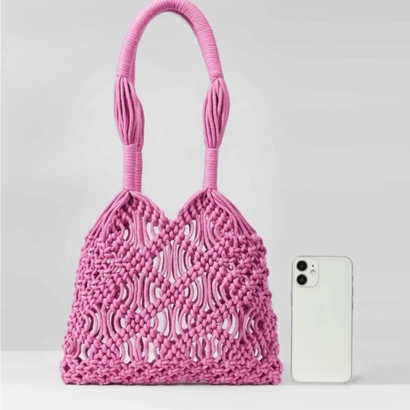 New pink crochet hollow out bag - Picture 7 of 9
